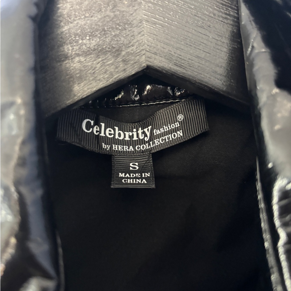 Elegant Black Ruched Women's Coat - Picture 5 of 6